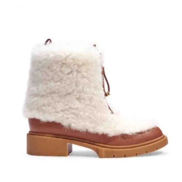 Coach Leona Shearling Zip-Up Boots 7.5 NWT - Picture 1 of 9